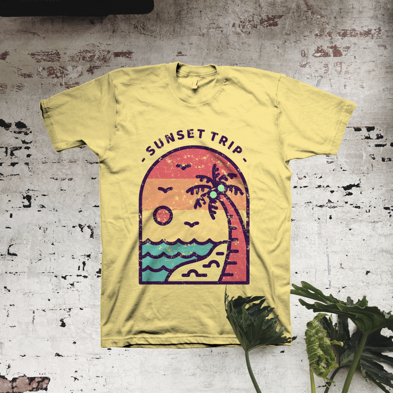 Sunset Trip t shirt design graphic