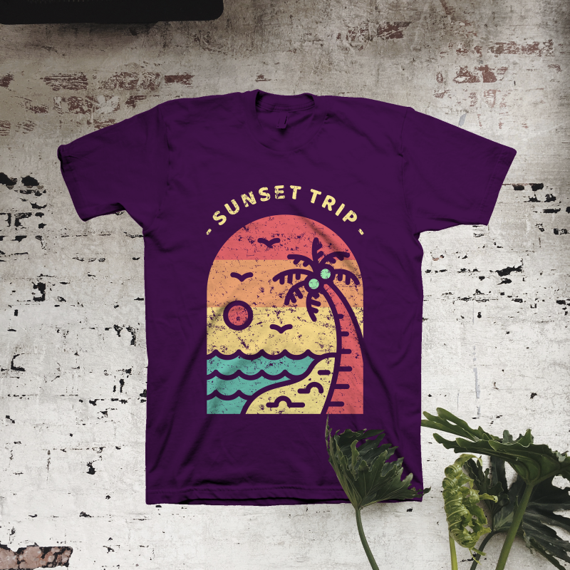 Sunset Trip t shirt design graphic