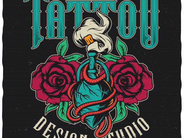 Tattoo design studio. editable vector t-shirt design.
