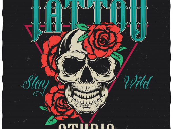 Tattoo studio, stay wild. editable vector t-shirt design.