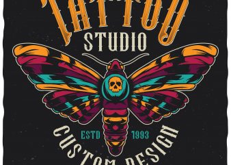 Tattoo studio custom design. Editable vector t-shirt design.