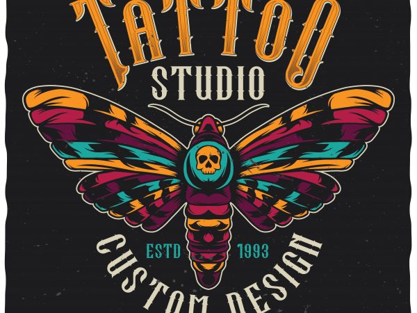 Tattoo studio custom design. editable vector t-shirt design.