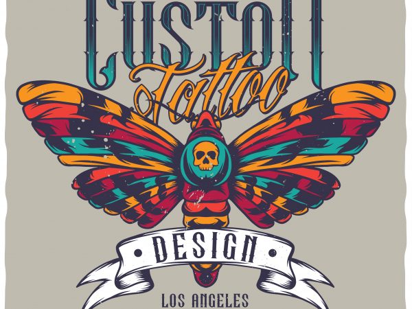 Custom tattoo design. editable vector t-shirt design.