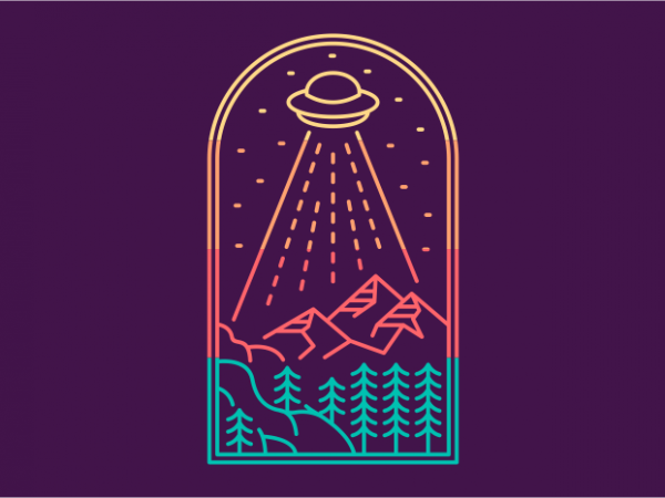 Ufo adventures print ready vector t shirt design