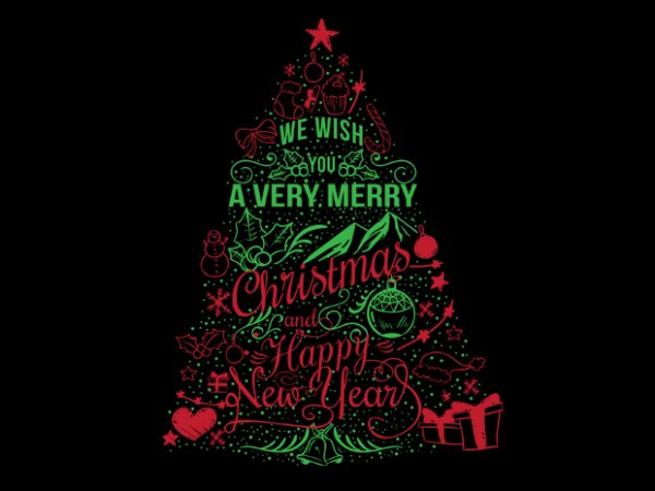 Christmas tree love t shirt design for purchase
