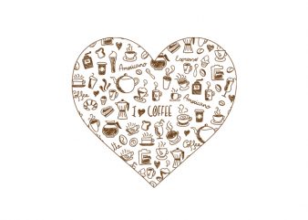 Coffee heart vector t-shirt design for commercial use