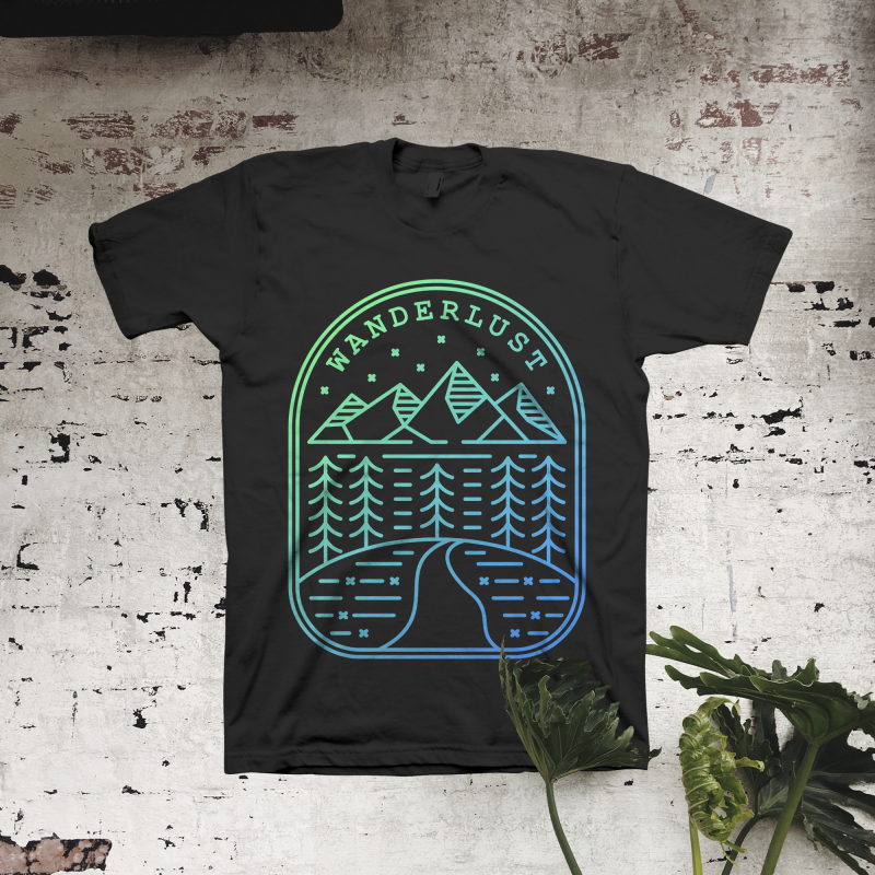 Wanderlust t shirt designs for printify