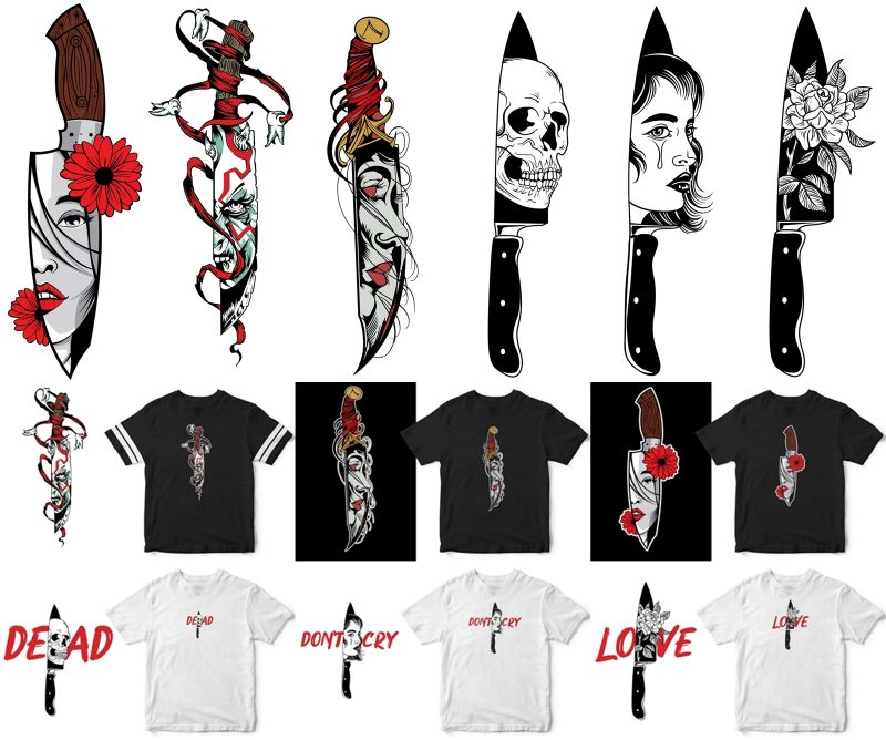 knife bundle design, halloween t shirt design graphic