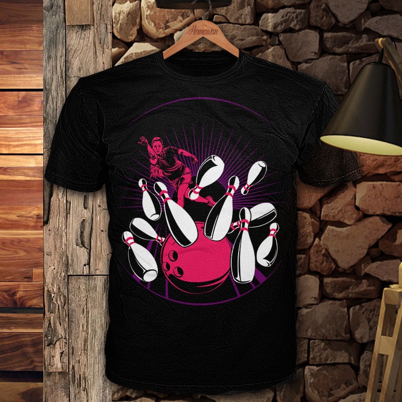 bowling girl tshirt designs for merch by amazon