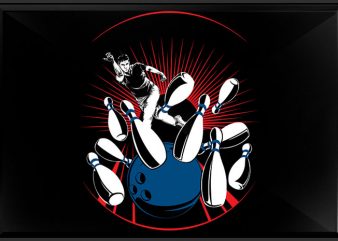 Bowling man print ready vector t shirt design