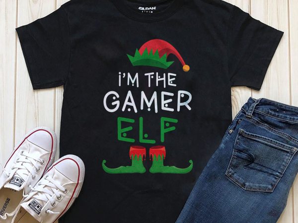 I’m the gamer elf t-shirt design png for download