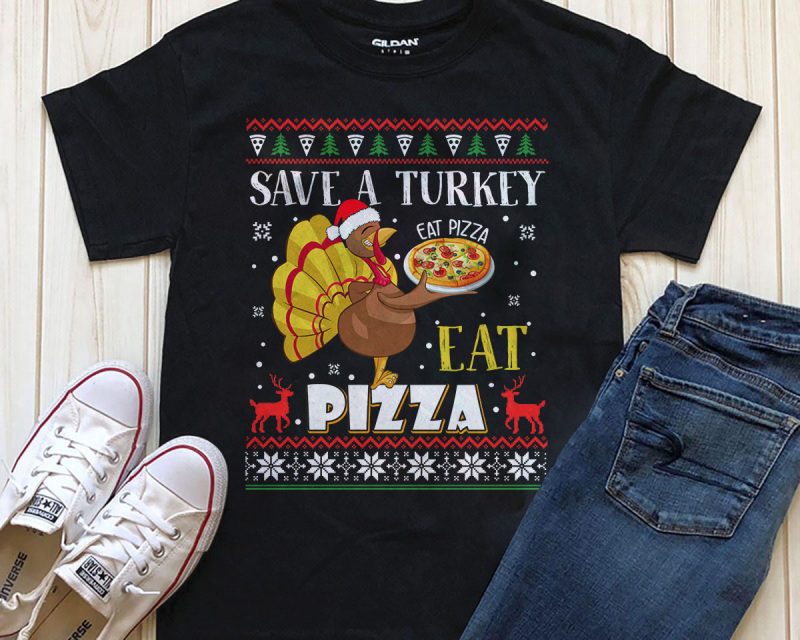 Save a turkey eat Pizza Png graphic t-shirt design for download buy t shirt design