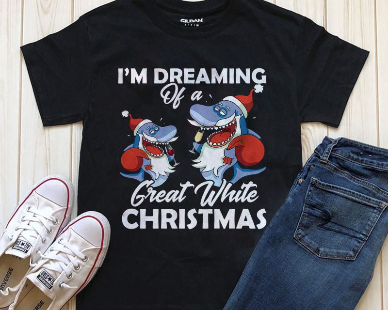 I’m dreaming of a great white ready made t-shirt design PNG PSD for download buy t shirt designs artwork