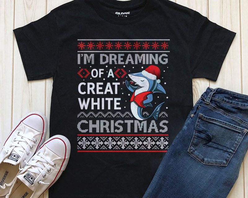 Shark Christmas t-shirt design editable text in Photoshop tshirt design for sale