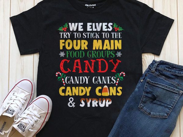 We candy canes and syrup t-shirt design template