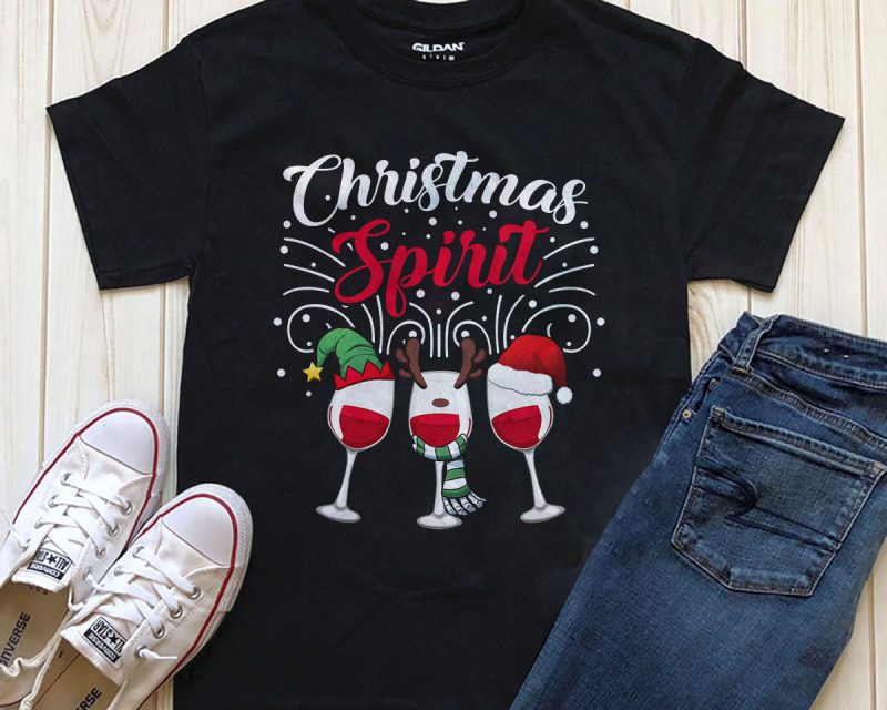 Christmas Spirit Png t-shirt design editable text in Photoshop vector shirt designs