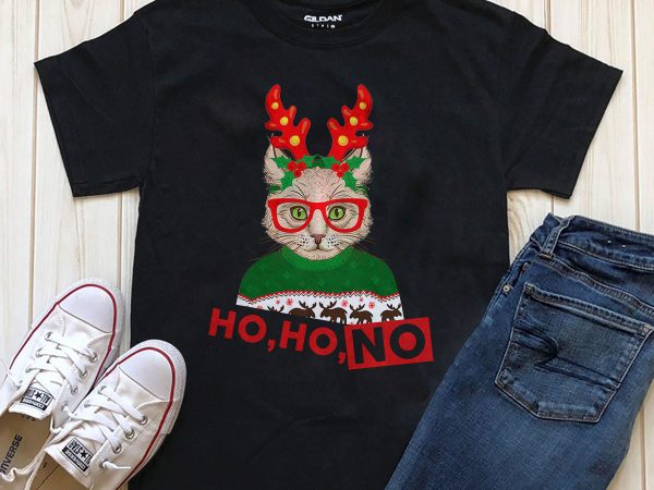 Ho ho no cat christmas t-shirt design png psd