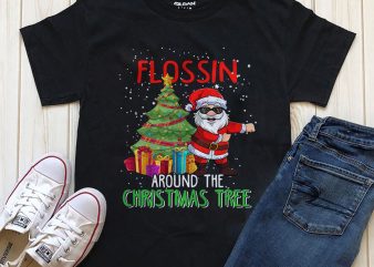 Floosin around the Christmas tree editable t-shirt design PNG PSD