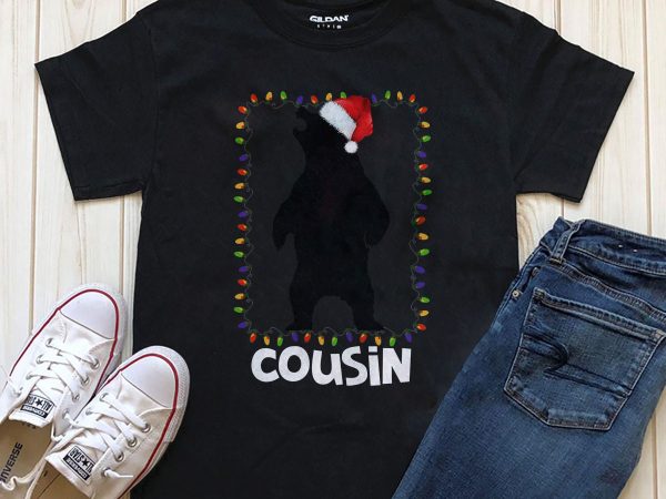 Cousin christmas bear t-shirt designs png for download