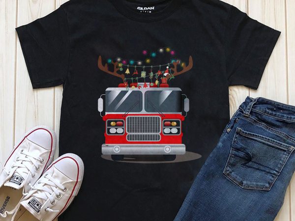 Firefighter truck christmas t-shirt design download