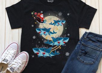 Merry Christmas Santa shark t-shirt design PNG PSD