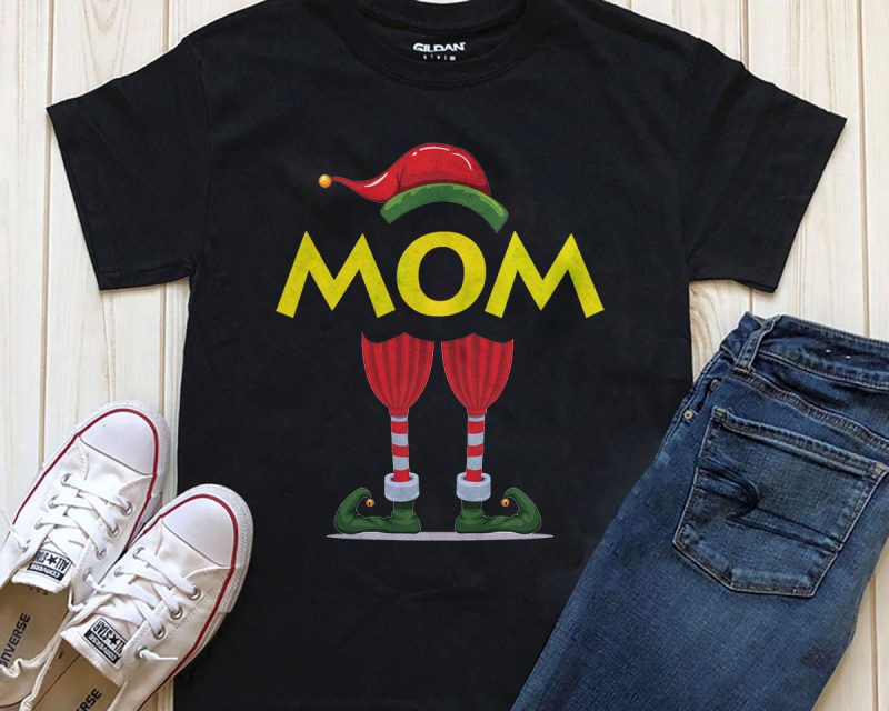 MOM ELF t-shirt design PNG download t shirt designs for print on demand