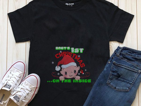 Baby’s 1st christmas on the inside graphic t-shirt design
