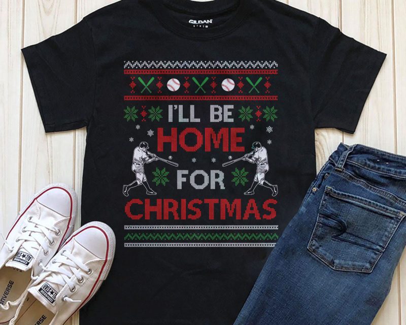 I’ll be Home For Christmas graphic shirt design tshirt design for merch by amazon