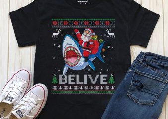 Shark Santa t-shirt design PNG
