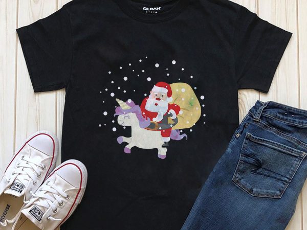 Santa & unicorn t-shirt design png psd files