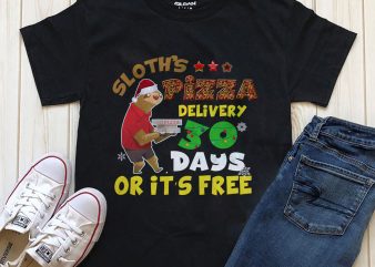 Sloth’s Pizza delivery 30 days or it’s free editable text PNG PSD files t shirt design for download