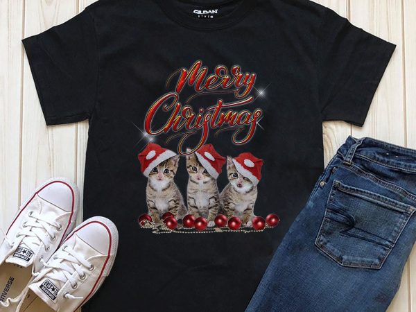 Merry christmas cats t-shirt design png psd files