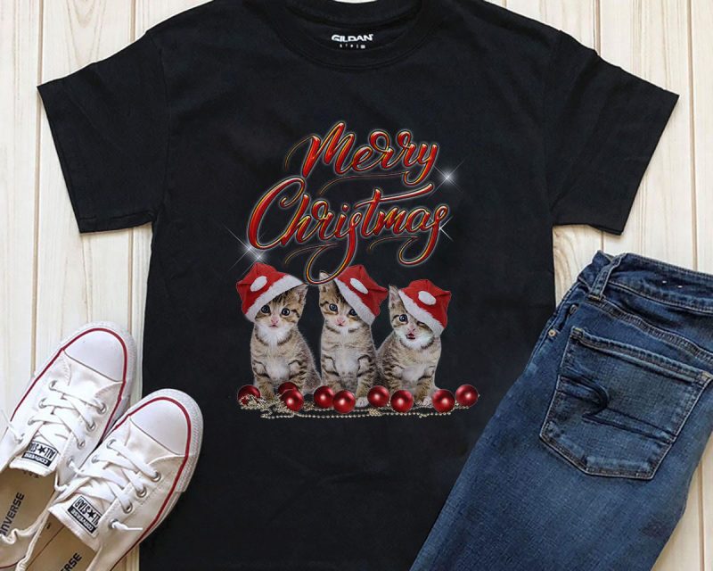 Merry Christmas Cats t-shirt design PNG Psd files t shirt design png