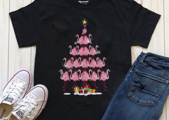 Flamingo Christmas tree t-shirt PNG