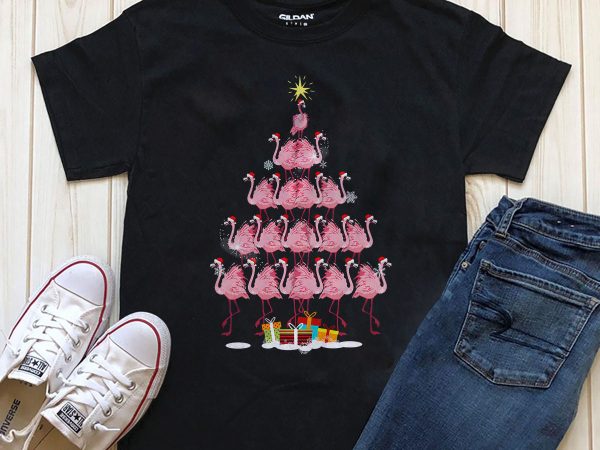 Flamingo christmas tree t-shirt png