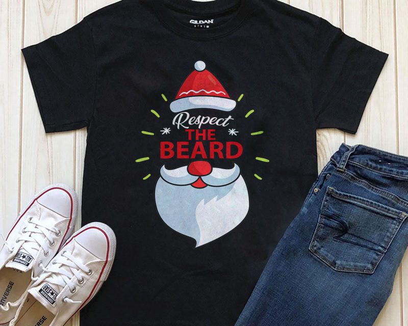 Respect the beard Santa PNG PSD T-shirt design for sale buy t shirt design