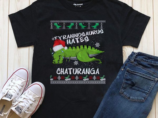 Tyrannosaurus hates chaturanga png psd files editable text t-shirt design template