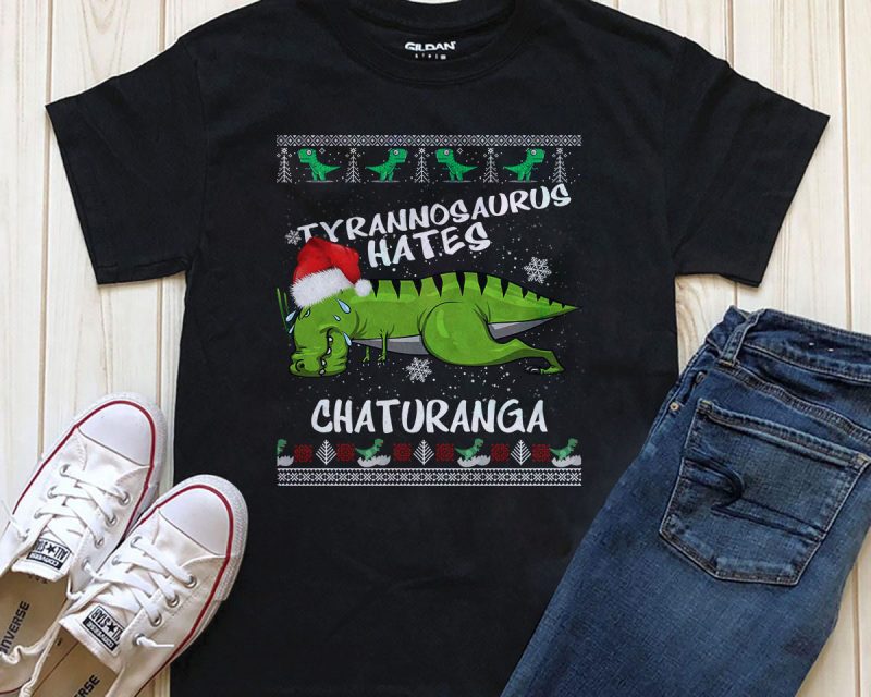 Tyrannosaurus hates chaturanga PNG PSD files editable text t-shirt design template t shirt designs for printful