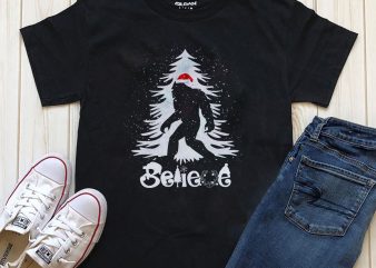 Believe T-shirt design Christmas PNG PSD graphic shirt design