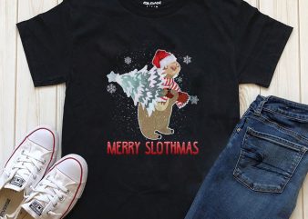 Merry Slothmas Png T-shirt Design Template