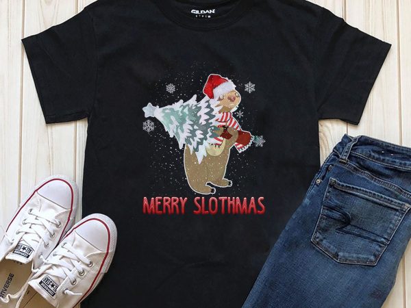 Merry slothmas png t-shirt design template