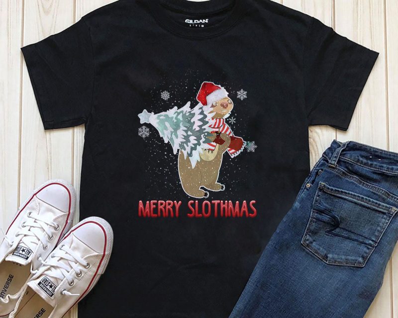 Merry Slothmas Png T-shirt Design Template t shirt design graphic