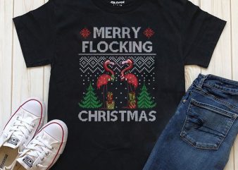 Merry flocking Christmas t-shirt design graphic PNG for sale