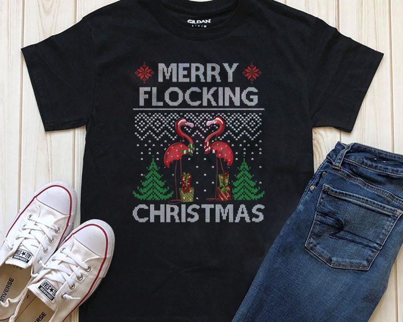 Merry flocking Christmas t-shirt design graphic PNG for sale tshirt design for merch by amazon