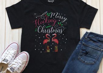 Merry Flocking Christmas editable text t-shirt design graphic