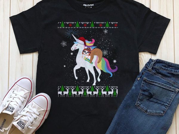 Sloth unicorn t-shirt design png for download