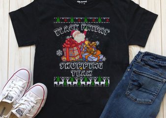 Black Friday Shopping team Santa t-shirt design for download