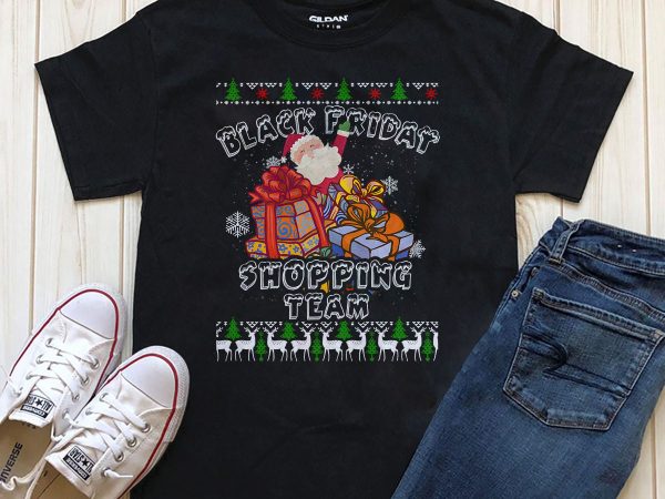 Black friday shopping team santa t-shirt design for download