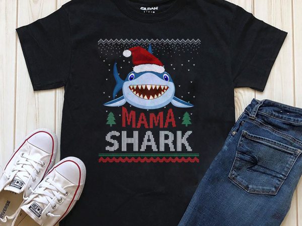 Mama shark t-shirt design png editable text in photoshop