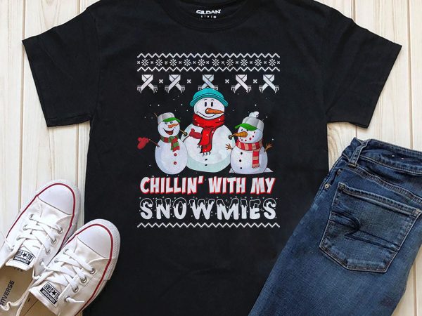 Chillin’ with my snowmen png t-shirt design editable text in photoshop